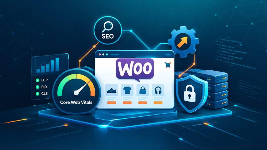 Optimisation performance et SEO pour refonte WooCommerce B2B Rapport Google PageSpeed Insights mobile validant la réussite des Core Web Vitals LCP 1.6s et INP 128ms
